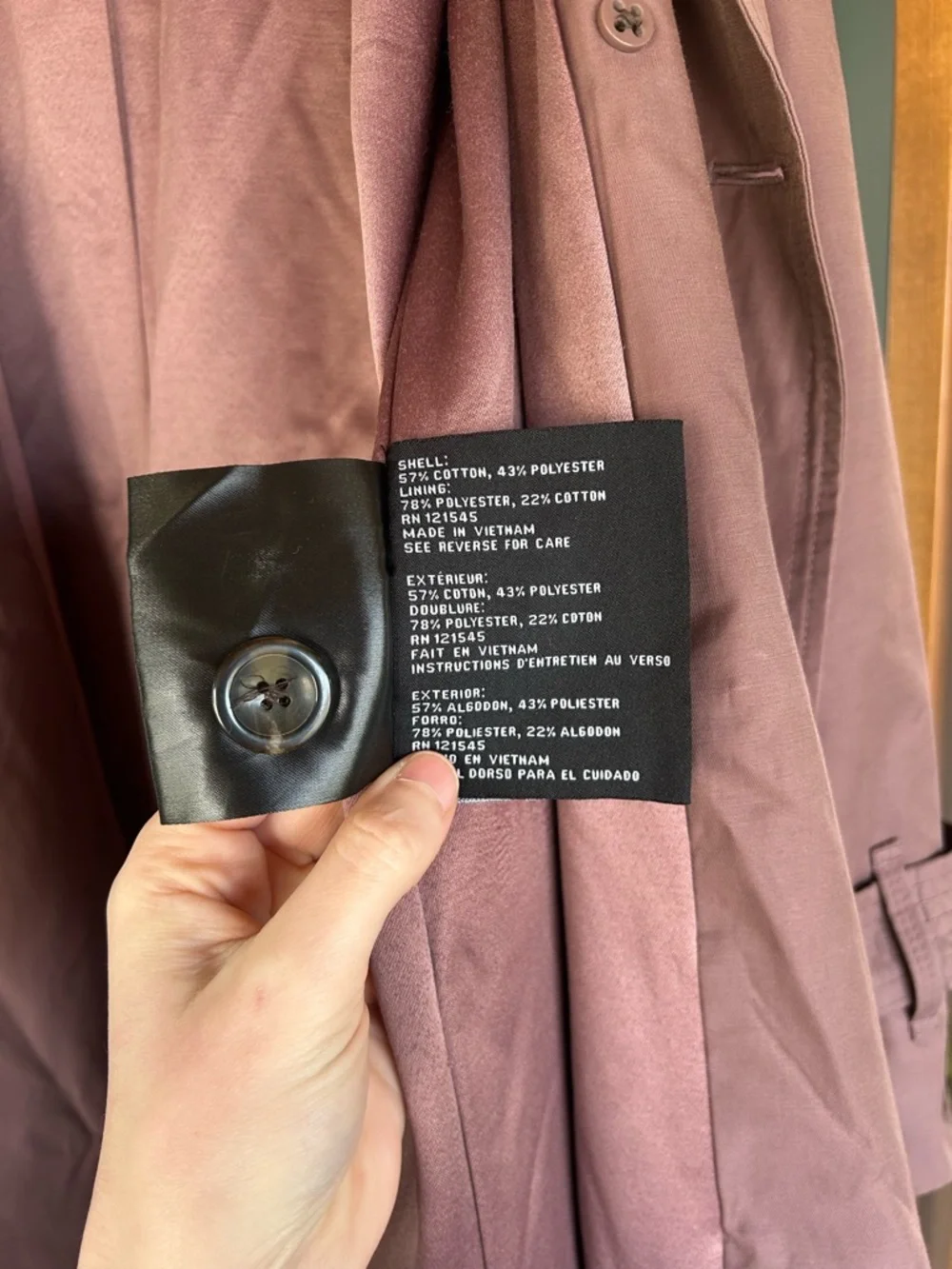 London Fog Dusty Mauve Trench Coat with Belt - Picture 3 of 6